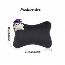 1pc Halloween Pumpkin Ghost Car Neck Pillow, Short Plush Headrest, Ergonomic Design, All-Season Use, Women's Car Interior Accessory - A - View 3