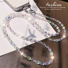 Tali Selempang Ponsel Manik-Manik Kristal Berkilau Estetik, Rantai Ponsel Panjang Berkilau dengan Rhinestone dan Tab Tempel yang Dapat Dilepas, Tali Ponsel Manik-Manik Anti-Hilang yang Cocok untuk Semua Casing Ponsel Pintar - MultiWarna - View 4