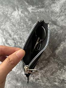 Multi Card Slots PU Card Holder With Metal Star,Multi Card Slots Zipper Coin Pocket,Fashionable Card Wallet Coin Purse,Unisex Mini Wallet,For Daily - Multicolor - View 4