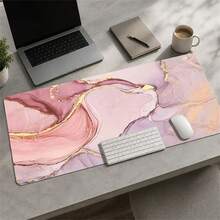 1pc Marble Leather Texture Mouse Pad Premium Rose Gold Luxury Design Soft Leather Large Desk Mat Game Computer Keyboard Pink Gaming - View 4
