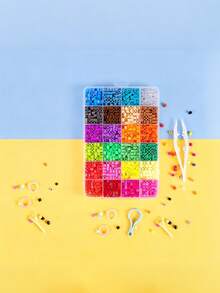 1套彩色Perler珠子套組，24種不同顏色，附Perler珠子工具與收納盒，DIY手工裝飾Perler珠子套組，鑰匙圈製作配件，生日禮物製作配件，創意手工禮物，適合生日派對小禮物，DIY手工套組 - 多色 - 查看 8