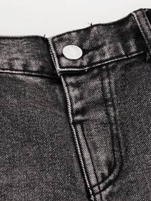 Young Boys Fashion Stone Washed Casual Wide Leg Loose Black Denim Jeans - Black - View 4