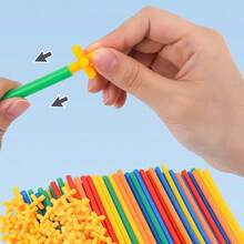 Children's Colorful Multi-Functional Straw Building Blocks Connector Pieces, Space Construction, DIY Handmade Assembly Toy, Random Color - Multicolor - View 6