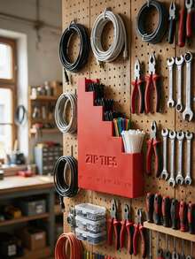 Wall-Mounted Cable Tie Storage Rack With 2 Hooks, Sturdy Multi-Layer Cable Tie Organizer, Compact Durable Storage Hook, Suitable For Garage, Workshop, Home Office Tool Organization, Perfect Gift For DIY Enthusiasts, Repairmen, Mechanics, Electricians, Plumbers - Multicolor - View 6