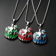 Multi-Color Glow-In-The-Dark Pumpkin Head Pendant Necklace, Vintage Metal Jack-O'-Lantern Charm, Halloween Creative Atmosphere Glowing Jewelry (Glow Effect Requires Brief Light Exposure) - Multicolor - View 11