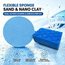 2-In-1 Car Paint Deep Repair Kit, 150mm P2000 Hook And Loop Flexible Sponge Sanding Disc + Nano Clay Super Absorbent Sponge, Scratch-Free Wet Dry Use Reusable DIY Professional Auto Detailing Set For Car Boat Home - 2-pack - View 1