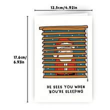 1Pc Christmas Card Featuring A Peeking Santa Claus, With The Cartoon Illustration "He Saw You Sleeping," Perfect For Friends, Family, And Colleagues-Unique Holiday Humor For Everyone. - View 3