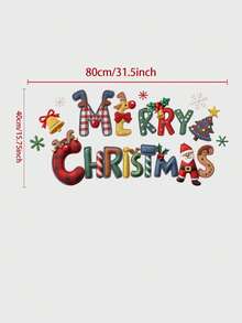 1 Set Christmas Window Stickers, Merry Christmas Letter Window Decals, Featuring Santa Claus, Snowman, Reindeer, Christmas Tree And Snowflake Patterns, Holiday Home Party Glass Door Decoration Stickers, Winter Decor - Letter Design - View 7