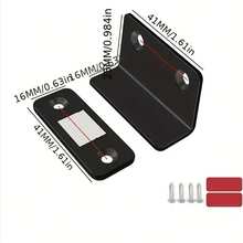 8pcs Ultra-Thin Magnetic Locks With Adhesive Seal For Cabinet Doors And Drawers, Suitable For Closing Kitchen And Wardrobe Doors, Includes 2 Sets Of Magnetic Strips + 2 Sets Of Stickers + 4 Screws - L-shaped - View 5