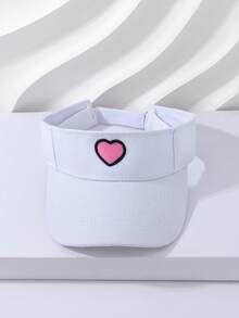 1pc New Sweet Cool Heart Embroidery Open Top Cap, Curved Brim Adjustable Hook And Loop Outdoor Travel Sun Protection Hat - Multicolor - View 18