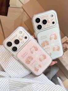 Cute Puppy Illustration Phone Case Compatible With IPhone 17 Pro Max, 16, 15, Full Coverage Soft TPU, Sweet Style - Mint Green - View 4