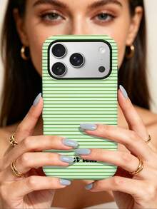 GIIPPA 1件客製化極簡條紋姓名手機殼，薄膜2合1手機保護殼，相容 iPhone 18/17、Galaxy S26 S25 S24 Ultra/Plus/Fe，畢業禮物、度假禮物、週年禮物、情人節禮物、生日禮物、婚禮禮物 - 彩色 - 查看 6