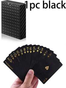 Waterproof Plastic Playing Cards, Tear-Resistant Textured Black & Gold Poker Cards, Unisex Cool Magic Performance Novelty Cards, Suitable For Beach, Bachelor Party Games, Outdoor Parties, Back To School, Home Decor, Travel & Holiday Essential Accessories - Multicolor - View 13