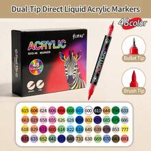 1pc Dual-Tip Acrylic Marker Set, Soft Tip & Fine Tip Water-Based Acrylic Pens For Students, Hand Drawing, Graffiti, Stone Painting, DIY Photo Album, Planner, Greeting Card, Hand- Poster, Art Painting, Waterproof, Non-Bleeding, Layerable - Double-ended Marker - View 11