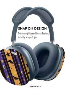 GIIPPA Glossy Hard Ear Cup Protective Cover, Bat Pattern, Unisex Anti-Scratch Shell, Compatible With AirPods Max 1/2 Oval Over-Ear Headphones, Suitable For Daily Commute, Campus, Cafe, Travel, Picnic And Other Scenarios, Matching Accessories - Orange - View 3