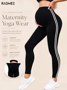 Legging Seamless Pinggang Tinggi LLF untuk Ibu Hamil, Cocok untuk Pakaian Kasual dan Yoga, Warna Hitam, Cocok untuk Olahraga Musim Semi - Hitam - View 1