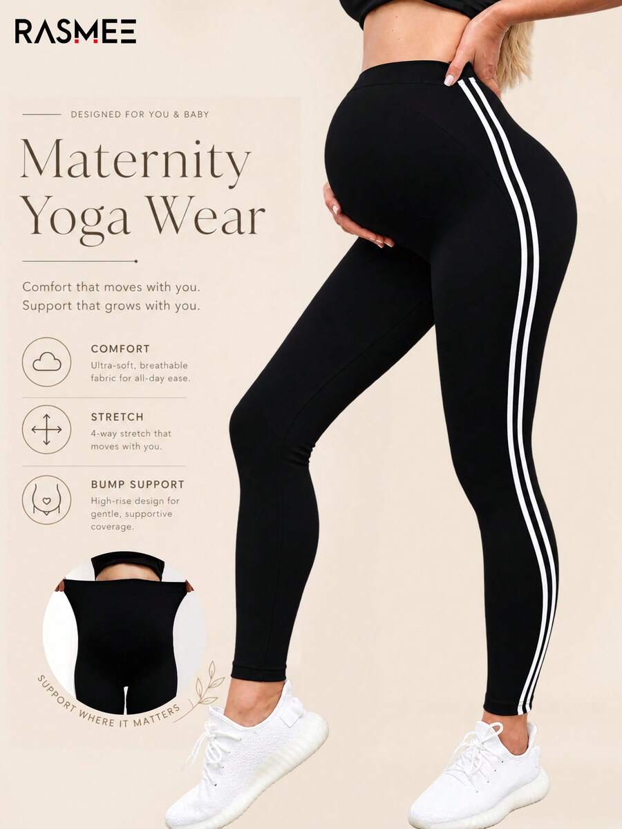 Legging Seamless Pinggang Tinggi LLF untuk Ibu Hamil, Cocok untuk Pakaian Kasual dan Yoga, Warna Hitam, Cocok untuk Olahraga Musim Semi - Hitam - View 1