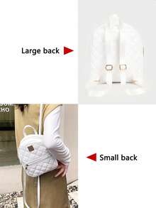 1 chiếc ba lô mini nữ cao cấp chần bông họa tiết kim cương, màu trơn, chất liệu PU, nhẹ, đa năng, dùng đi làm hàng ngày và du lịch - M1546 - Xem 4