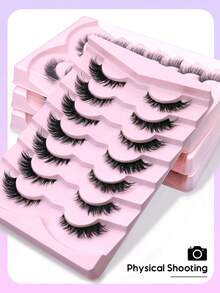 GROINNEYA 7 Pairs New Cat Eye False Eyelashes, Natural Lengthening Transparent Stem Lashes, Flared Ends For Dramatic Look, Faux Mink Hair Eyelashes, Makeup Use (XF07), Halloween - Cat Eye Lashes - View 5