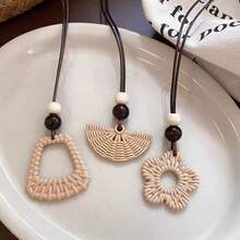 1 Vintage Imitation Vine Woven Flower Pendant Necklace, Bohemian Style, Suitable For Weddings, Daily Matching Necklace Accessories - Multicolor - View 3