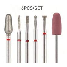 DeDryDS 6件組鑽石砂指甲锉鑽頭角質層拋光磨頭 電動美甲組 用於去除壓克力指甲與凝膠指甲－家用沙龍適用 - 彩色 - 查看 3