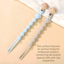 1pc Bear Shaped Pacifier Clip, Children's Gift, Anti-Drop Strap, Essential For Newborn Baby Girls, Baby Shower Gift, Beautiful Design - Multicolor - View 7