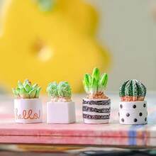 1/4/8pcs Mini Cactus Car Ornament, Adorable Plant Design, Healing Resin Decor, Dashboard, Rearview Mirror, Exquisite Small Desktop Ornament, Garden Pot Decoration, Holiday Gift - Cactus - View 9