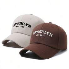BONNY BOOM 2件裝 BROOKLYN 字母刺繡中性棒球帽 卡車帽 Y2K 戶外防曬 可調節 適合春夏秋冬 海灘旅行度假 朋友家人禮物 萬聖節聖誕節感恩節 開學季學生適用 情人節父親節母親節教師節 嘉年華 單身派對 新娘婚禮用品 完美禮物 - BROOKLYN 米色+咖啡色 - 查看 3
