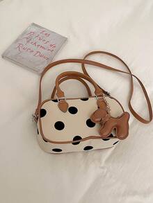 2026 Autumn Fashion Polka Dot Women's Handbag, Commuter Versatile Niche Design Large Capacity Bowling Bag - Khaki - View 4