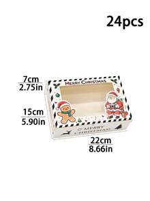 2pcs/5pcs/10pcs 2026 New Christmas Gift Box With Transparent Window | Santa Claus & Christmas Tree Print Gift Box, Holiday Striped Paper Box, Suitable For Christmas Party Decoration - View 14