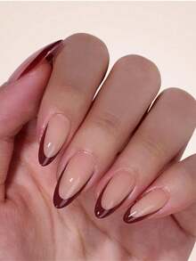 60pcs French Almond Gel Nails - Nude Classic French Pointed Press-On Nails, Medium-Long Almond Shape, Soft Gel Fake Nails, Soakable Acrylic Nail Extensions (Random Style) - Multicolor - View 5