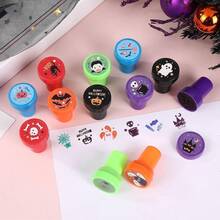 6/12/24/48 Pcs Kit Stempel Otomatis Aneka Warna Halloween dengan 12 Desain Stempel Plastik Berwarna Cerah dan Menyenangkan untuk Anak-anak, Suvenir Pesta Halloween, Pengisi Tas Bingkisan Halloween, Hadiah Kelas Halloween, Warna dan Gaya Acak - hallowen - View 2