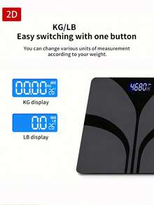 1pc Fashion Black Bathroom Scale With Easy-To-Read LCD Display, Modern Elegant Design, AAA Battery Powered (Batteries Not Included) - A - View 6
