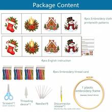 4 Styles Christmas Theme 11CT Cross Stitch Material Kit Christmas Stocking/Candle/Gingerbread House/Snowman Beginner Friendly Zero-Based Handmade DIY Embroidery Kit Home Decor Holiday Gift - Multicolor - View 18