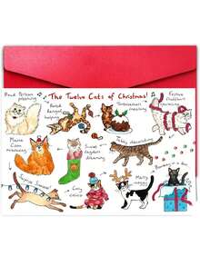 1Pc Humorous Christmas Card, Christmas Cat Theme, With Envelope Attached. Perfect For Celebratory Events, It's An Excellent Choice To Give To Family, Friends, Partners, Or Any Special Person - View 1