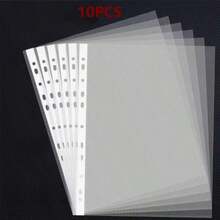 50/100 Pcs 11-Hole Clear A4 Sheet Protectors, Transparent Plastic Document Sleeves With White Strip, Pre-Punched Loose Leaf Binder Pockets For Office Organization - 11-hole Transparent File Bag - View 10