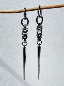 1 Pair Punk Gothic Hip Hop Personalized Fashion Cool Unique Design Black Spiked Long Nail Alloy Earrings Unisex Daily Wear Party Jewelry - Multicolor - View 1