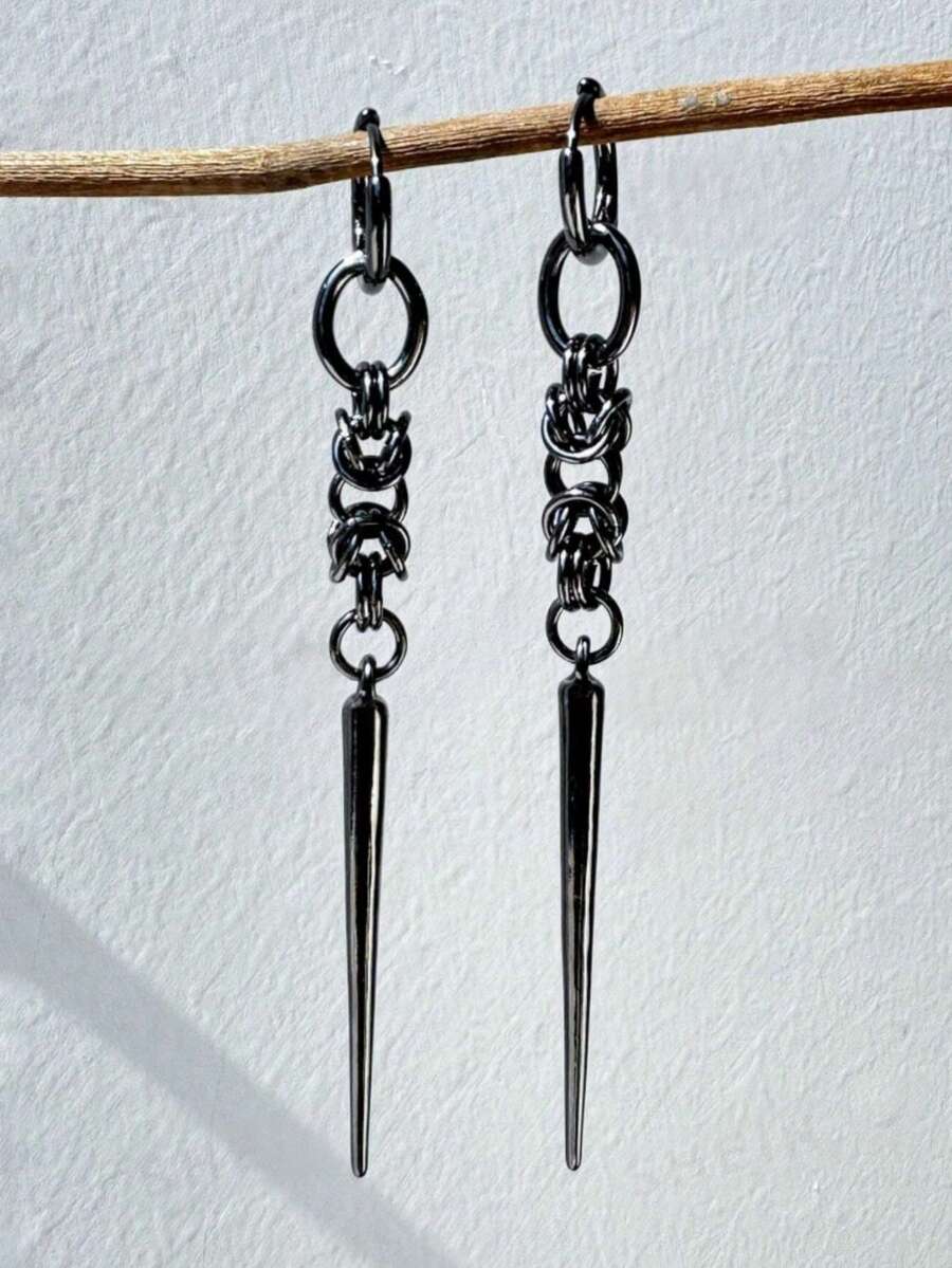1 Pair Punk Gothic Hip Hop Personalized Fashion Cool Unique Design Black Spiked Long Nail Alloy Earrings Unisex Daily Wear Party Jewelry - Multicolor - View 1