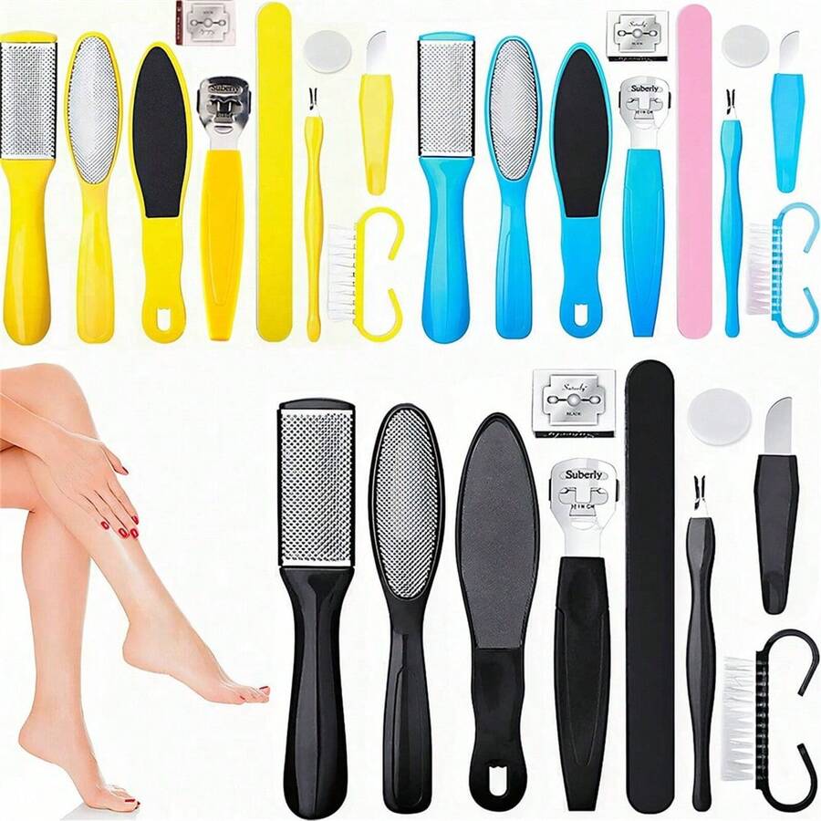 Set Perawatan Kaki, Termasuk Kikir Kaki, Pengangkat Kulit Mati, Parutan Kaki, Alat Pedikur, Unisex Untuk Dewasa dan Anak-anak, Kit Penghilang Kapalan SPA Salon Rumahan, Kikir Kaki Stainless Steel, Pembersih Kaki, Pemotong Kuku