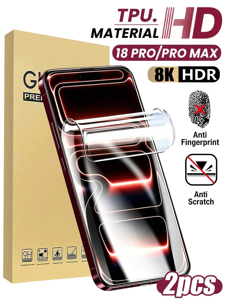 2 Packs [2026 New] Hydrogel Screen Protector For IPhone 18 Pro Max/18 Pro/17 Pro Max/17 Pro/17/17 Air/16 Pro Max/16 Pro/16 Plus/16/15 Pro Max/15 Pro/15 Plus/15/14 Pro Max/14/13 Pro Max/12/11, Dustproof Waterproof, HD Clear, Fingerprint Unlock Support, Ultra-Thin Self-Healing, Bubble Free Easy Install, Perfect Easter Spring Gif - Clear - View 1