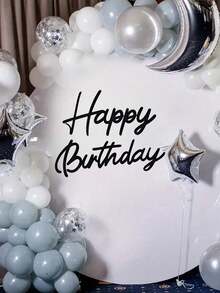 Biển trang trí chữ gỗ đặc sơn mài đen họa tiết chữ viết tay Happy Birthday phong cách thời trang hiện đại, đúc nguyên khối nhẹ, kết cấu ổn định, phù hợp trang trí phông nền tường chụp ảnh và cổng bóng bay tiệc sinh nhật - A - Xem 5