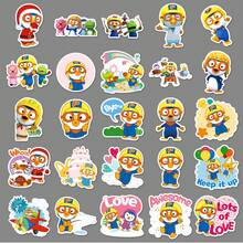 50pcs Pororo Doodle Stickers Personalized Cartoon Korean Animation Children Decoration Water Bottle Phone Case Stickers - Multicolor - View 6