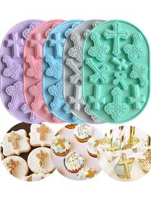 1pc Retro Cross Silicone Mold, Theme DIY Cake And Candy Ice Tray Making Mold, Cake Decoration, Halloween And Easter Baptism Religious Party Decoration, Used For Theme Parties - Multicolor - View 10