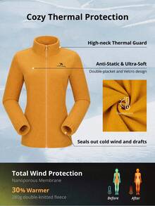 CAMEL CROWN Women's 3-In-1 Hooded Ski Jacket, Waterproof Windproof Detachable Fleece Liner Outdoor Hiking Climbing Coat - Sunflower - View 3