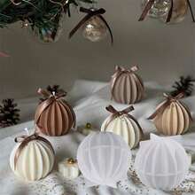 1/2 Spherical Candle Silicone Mold, Spherical Fan-Shaped Aroma Diffuser Making Mold, Gypsum Striped Ball Decoration Mold, Suitable For DIY Christmas Ball Molds - A - View 3