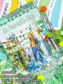 DanSoul 20 Sheets Large St. Patrick's Day Theme Sticker Book, Adult Use, Pre-Cut Dual Material Waterproof Matte PET, Scrapbooking Supplies, Aesthetic Sticker Set, Suitable For Journal Planner DIY Party Art Supplies - Journaling Stickers - View 5