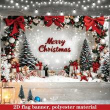2D Flat 2D Flat 2D Flat Banner 1pc, 2D Flat, Country Christmas Holiday Background Decoration Photo Prop, Polyester Banner Decoration, Home Decor, Room - Rustic Christmas - View 11