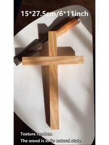1pc 5/11 Inch Wooden Cross, DIY Unfinished Wooden Wall Cross, Blank Wooden Christian Catholic Cross, Handmade Catholic Cross, Wooden Wall Cross, Jesus Christian Hanging Cross, Suitable As Home Gift - Wood Color - View 14
