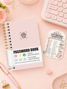 1 Set Password Organizer Book With Keyboard Shortcut Sticker, Track Website Login, Username, Password Hint, Email & Notes, Office Desk Accessories Office Supplies For Work, Home & Halloween Gifts - A6 - View 1