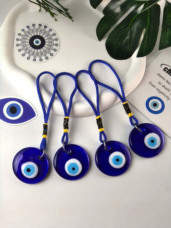 1pc Blue Evil Eye Pendant, Car Rearview Mirror Evil Eye Amulet Decoration, Greek Amulet Wall Decor Accessory, Brings Good Luck, Protection And Energy (Handmade Eye Part May Have Some Deviations)
